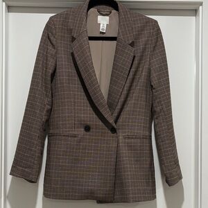 H&M Women's Brown Plaid Blazer